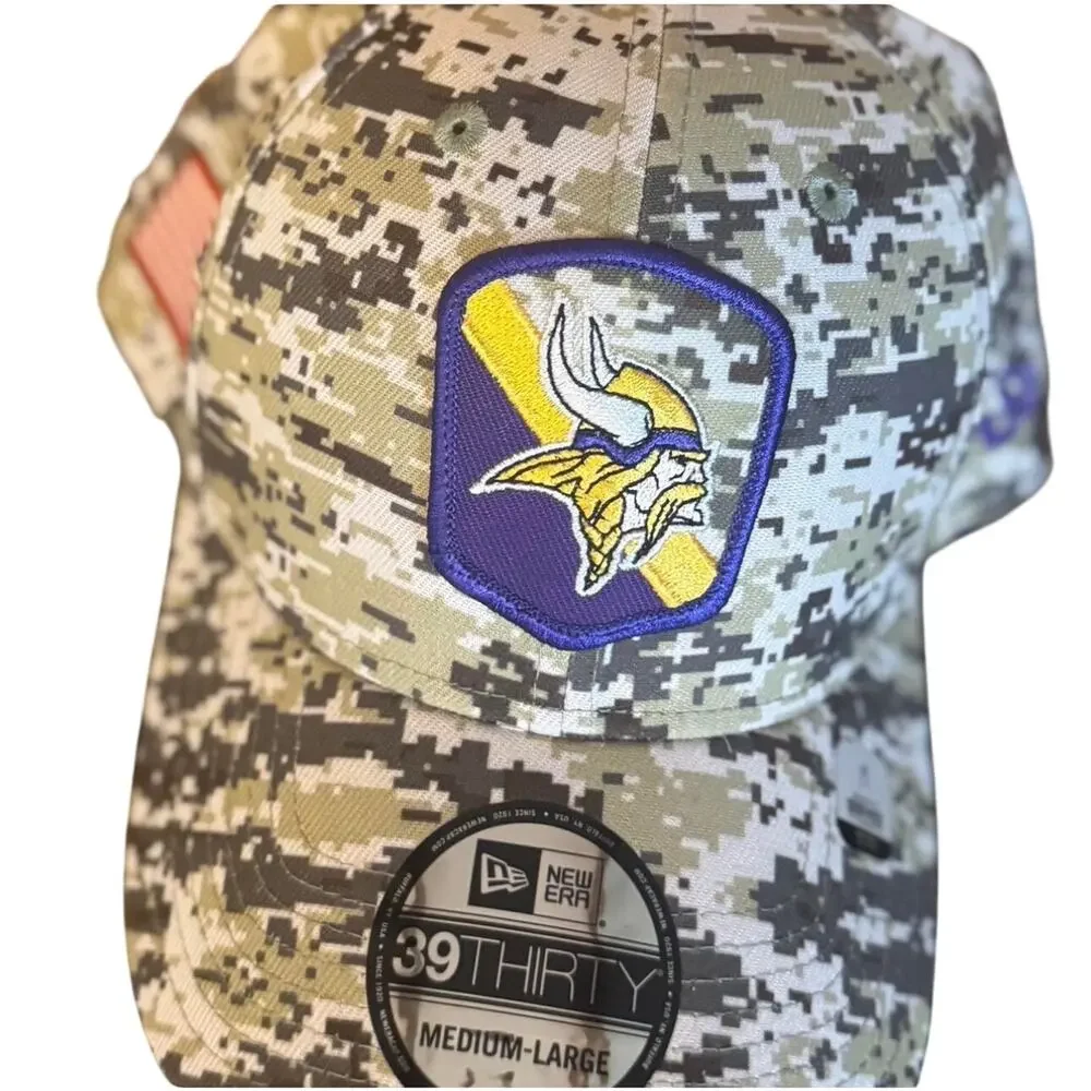 Minnesota Vikings New Era 39THIRTY Camo Hat M/L NFL Stretch Fit NWT
